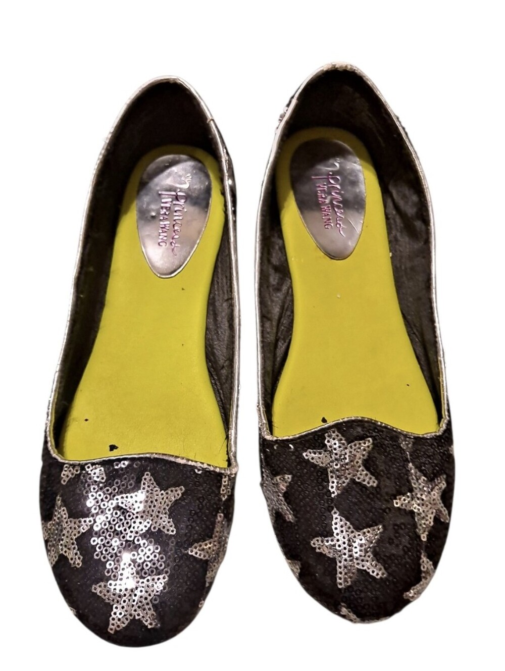 Princess Vera Wang Sequin Star Ballet Flats - Black with Silver Stars